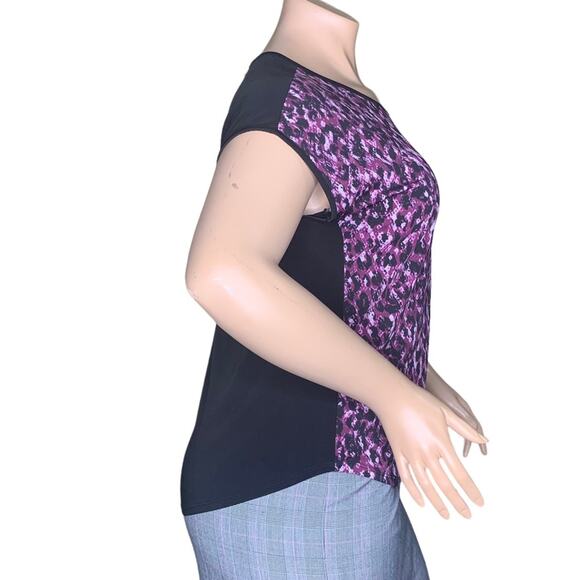 Covington Blouse Short Sleeve Pullover Purple and Black Size XL - Picture 2 of 6